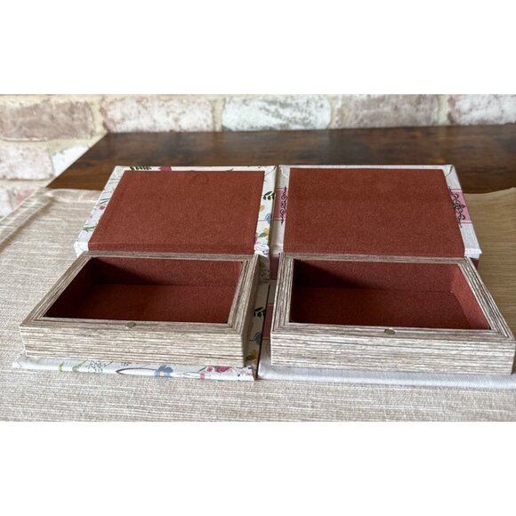 Versa Botany Decorative Box Hidden Storage Book Canvas Wood Set of 2 Floral - Picture 3 of 14